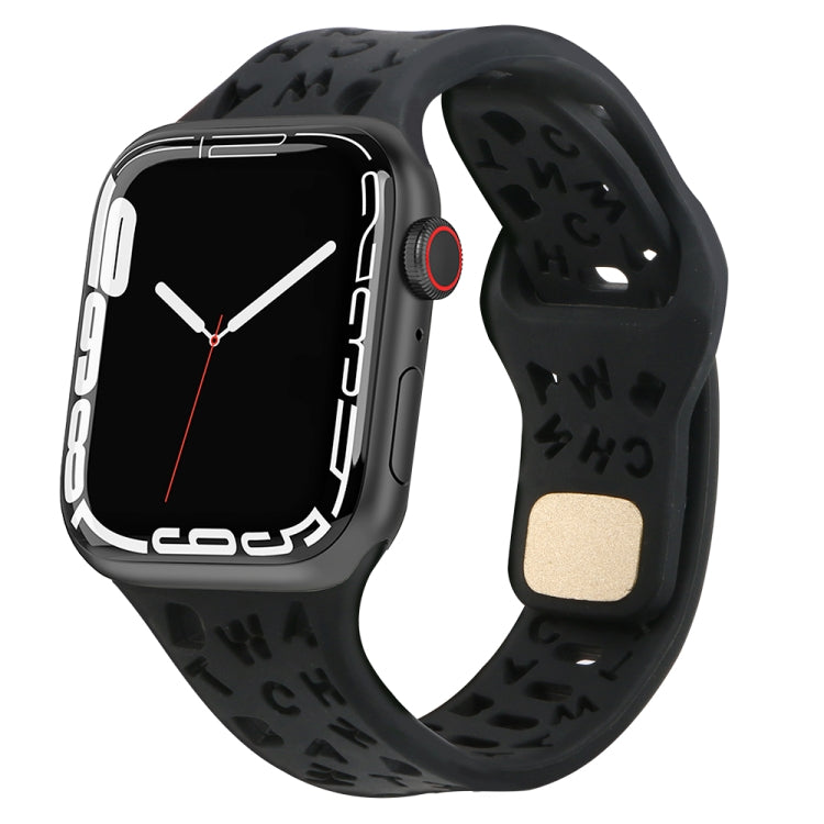 Bracelet de montre en silicone avec lettres anglaises, For Apple Watch Ultra 49mm / Series 8&7 45mm / SE 2&6&SE&5&4 44mm / 3&2&1 42mm, For Apple Watch Series 8&7 41mm / SE 2&6&SE&5&4 40mm / 3&2&1 38mm