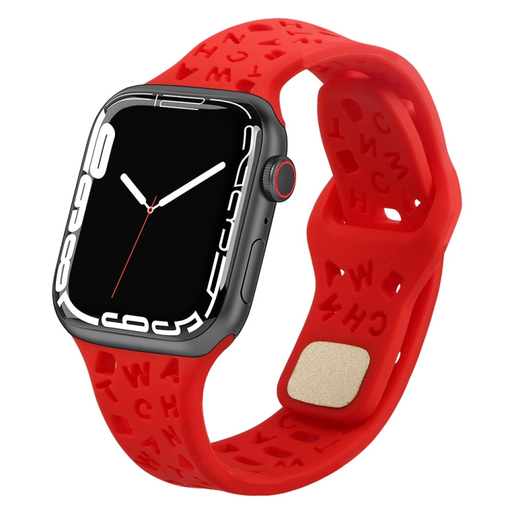 Bracelet de montre en silicone avec lettres anglaises, For Apple Watch Ultra 49mm / Series 8&7 45mm / SE 2&6&SE&5&4 44mm / 3&2&1 42mm, For Apple Watch Series 8&7 41mm / SE 2&6&SE&5&4 40mm / 3&2&1 38mm
