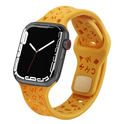 Bracelet de montre en silicone avec lettres anglaises, For Apple Watch Ultra 49mm / Series 8&7 45mm / SE 2&6&SE&5&4 44mm / 3&2&1 42mm, For Apple Watch Series 8&7 41mm / SE 2&6&SE&5&4 40mm / 3&2&1 38mm
