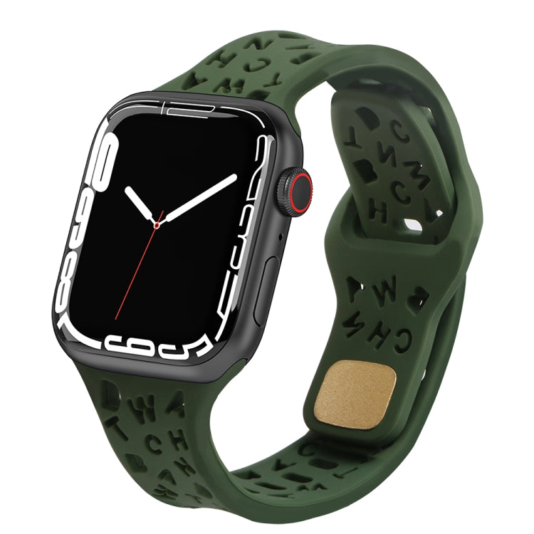 Bracelet de montre en silicone avec lettres anglaises, For Apple Watch Ultra 49mm / Series 8&7 45mm / SE 2&6&SE&5&4 44mm / 3&2&1 42mm, For Apple Watch Series 8&7 41mm / SE 2&6&SE&5&4 40mm / 3&2&1 38mm