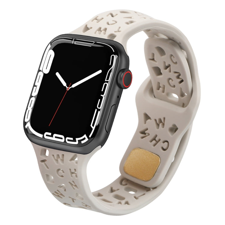 Bracelet de montre en silicone avec lettres anglaises, For Apple Watch Ultra 49mm / Series 8&7 45mm / SE 2&6&SE&5&4 44mm / 3&2&1 42mm, For Apple Watch Series 8&7 41mm / SE 2&6&SE&5&4 40mm / 3&2&1 38mm