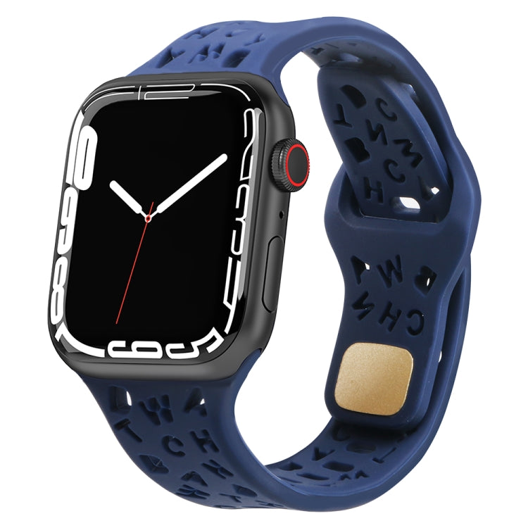 Bracelet de montre en silicone avec lettres anglaises, For Apple Watch Ultra 49mm / Series 8&7 45mm / SE 2&6&SE&5&4 44mm / 3&2&1 42mm, For Apple Watch Series 8&7 41mm / SE 2&6&SE&5&4 40mm / 3&2&1 38mm