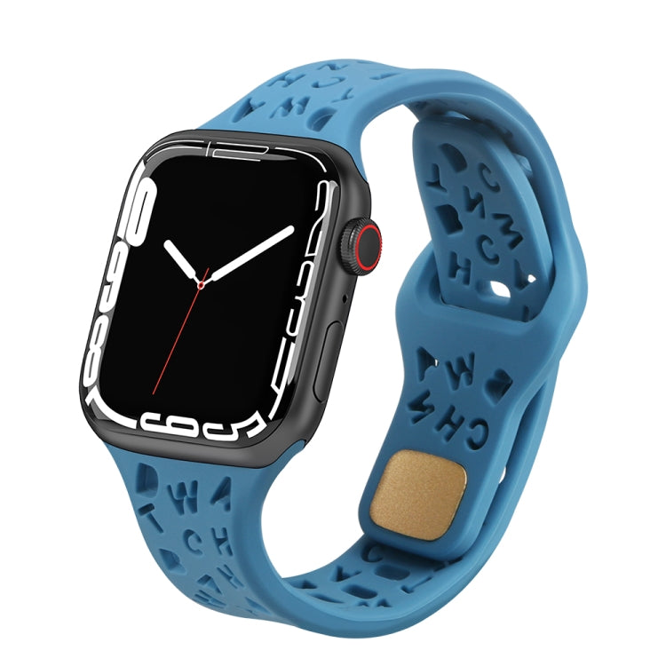 Bracelet de montre en silicone avec lettres anglaises, For Apple Watch Ultra 49mm / Series 8&7 45mm / SE 2&6&SE&5&4 44mm / 3&2&1 42mm, For Apple Watch Series 8&7 41mm / SE 2&6&SE&5&4 40mm / 3&2&1 38mm