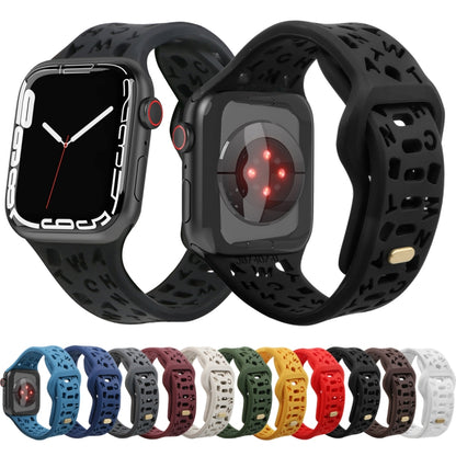 Bracelet de montre en silicone avec lettres anglaises, For Apple Watch Ultra 49mm / Series 8&7 45mm / SE 2&6&SE&5&4 44mm / 3&2&1 42mm, For Apple Watch Series 8&7 41mm / SE 2&6&SE&5&4 40mm / 3&2&1 38mm