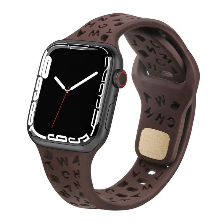 Bracelet de montre en silicone avec lettres anglaises, For Apple Watch Ultra 49mm / Series 8&7 45mm / SE 2&6&SE&5&4 44mm / 3&2&1 42mm, For Apple Watch Series 8&7 41mm / SE 2&6&SE&5&4 40mm / 3&2&1 38mm