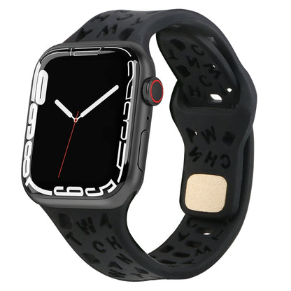 Bracelet de montre en silicone avec lettres anglaises, For Apple Watch Ultra 49mm / Series 8&7 45mm / SE 2&6&SE&5&4 44mm / 3&2&1 42mm, For Apple Watch Series 8&7 41mm / SE 2&6&SE&5&4 40mm / 3&2&1 38mm