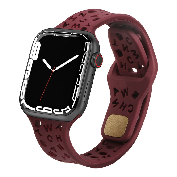 Bracelet de montre en silicone avec lettres anglaises, For Apple Watch Ultra 49mm / Series 8&7 45mm / SE 2&6&SE&5&4 44mm / 3&2&1 42mm, For Apple Watch Series 8&7 41mm / SE 2&6&SE&5&4 40mm / 3&2&1 38mm