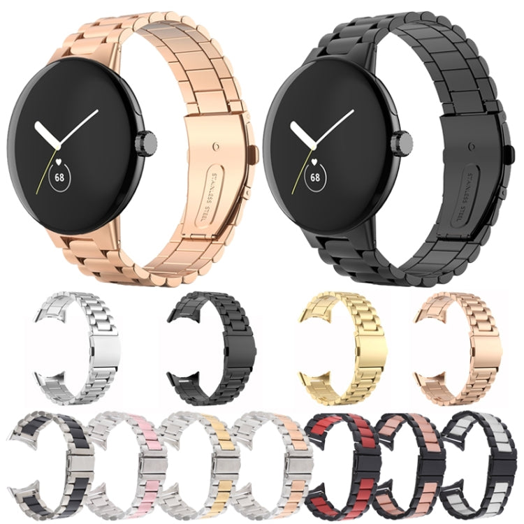 Bracelet de montre en acier inoxydable à trois souches, For Google Pixel Watch 4 / 3 / 2 / 1 41mm