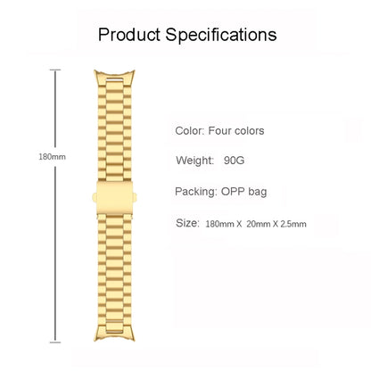 Bracelet de montre en acier inoxydable à trois souches, For Google Pixel Watch 4 / 3 / 2 / 1 41mm