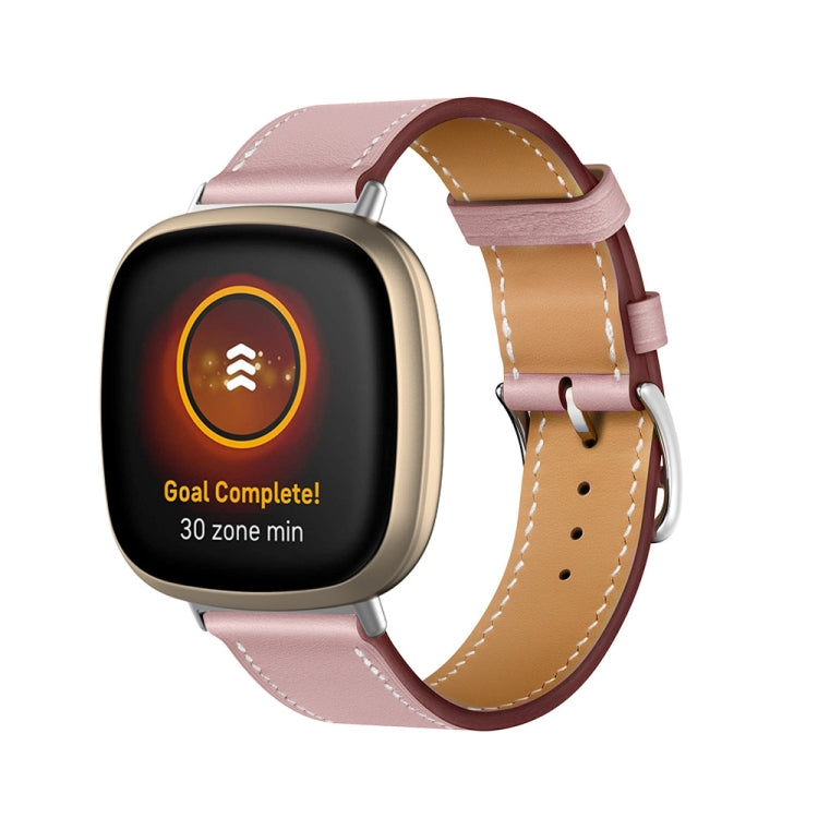 Bracelet de montre universel en cuir véritable, For Fitbit Versa 4 / Sense 2