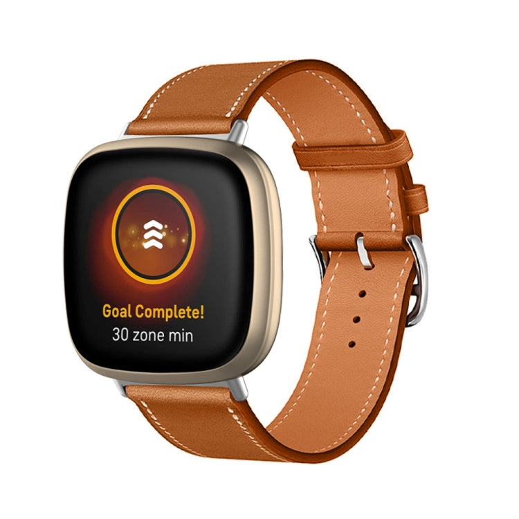 Bracelet de montre universel en cuir véritable, For Fitbit Versa 4 / Sense 2