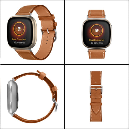 Bracelet de montre universel en cuir véritable, For Fitbit Versa 4 / Sense 2