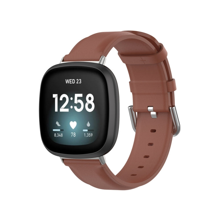 Bracelet de montre en cuir véritable, For Fitbit Versa 4 / Sense 2