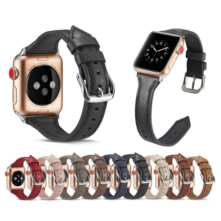 Bracelet de rechange en cuir fin pour bracelet de montre, For Apple Watch 5/4 44mm & 3/2/1 42mm, For Apple Watch 5/4 40mm & 3/2/1 38mm