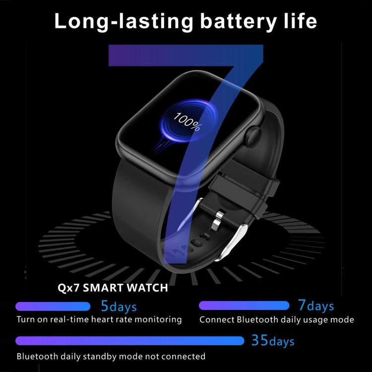 QX7 Montre intelligente à écran TFT de 1,85 pouces, Prise en charge des appels Bluetooth / Surveillance du foyer / Plus de 100 modes sportifs