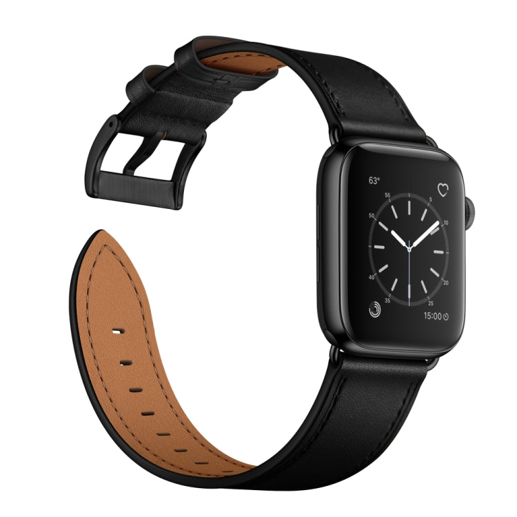 Bracelet de montre en cuir véritable de vachette classique, For Apple Watch Ultra 49mm / Series 8&7 45mm / SE 2&6&SE&5&4 44mm / 3&2&1 42mm, For Apple Watch Series 8&7 41mm / SE 2&6&SE&5&4 40mm / 3&2&1 38mm