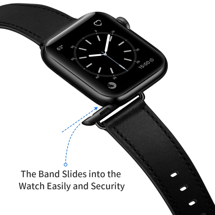 Bracelet de montre en cuir véritable de vachette classique, For Apple Watch Ultra 49mm / Series 8&7 45mm / SE 2&6&SE&5&4 44mm / 3&2&1 42mm, For Apple Watch Series 8&7 41mm / SE 2&6&SE&5&4 40mm / 3&2&1 38mm