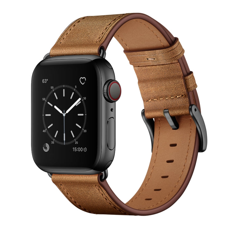Bracelet de montre en cuir véritable de vachette classique, For Apple Watch Ultra 49mm / Series 8&7 45mm / SE 2&6&SE&5&4 44mm / 3&2&1 42mm, For Apple Watch Series 8&7 41mm / SE 2&6&SE&5&4 40mm / 3&2&1 38mm