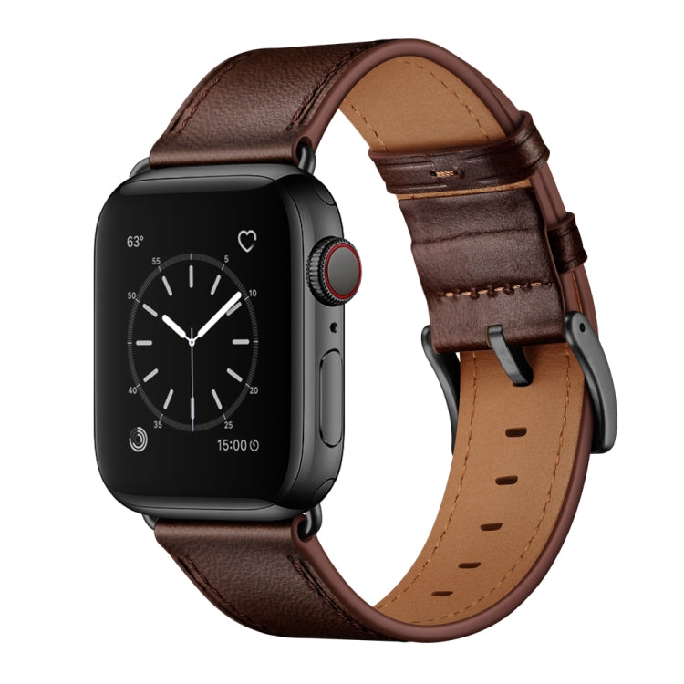 Bracelet de montre en cuir véritable de vachette classique, For Apple Watch Ultra 49mm / Series 8&7 45mm / SE 2&6&SE&5&4 44mm / 3&2&1 42mm, For Apple Watch Series 8&7 41mm / SE 2&6&SE&5&4 40mm / 3&2&1 38mm