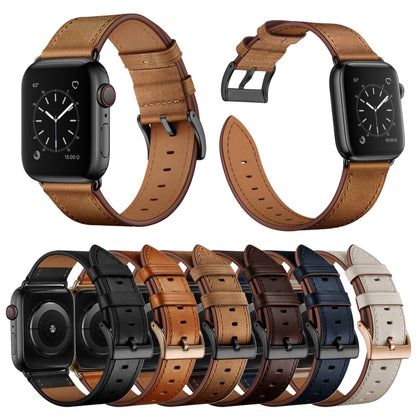 Bracelet de montre en cuir véritable de vachette classique, For Apple Watch Ultra 49mm / Series 8&7 45mm / SE 2&6&SE&5&4 44mm / 3&2&1 42mm, For Apple Watch Series 8&7 41mm / SE 2&6&SE&5&4 40mm / 3&2&1 38mm