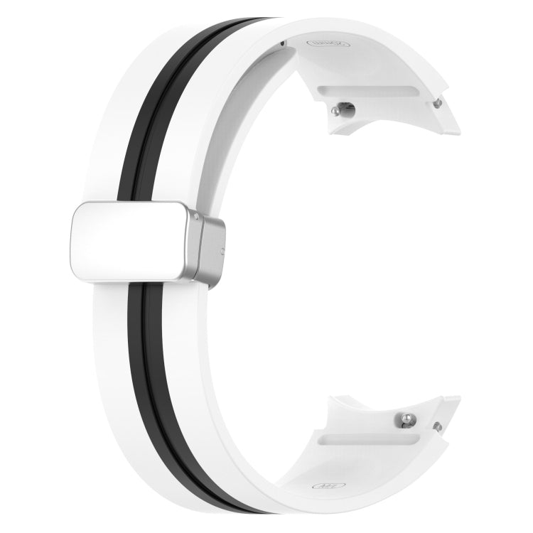 Bracelet de montre en silicone à boucle argentée bicolore, For Samsung Galaxy Watch 5 Pro