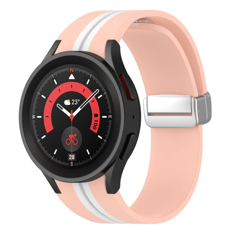Bracelet de montre en silicone à boucle argentée bicolore, For Samsung Galaxy Watch 5 Pro