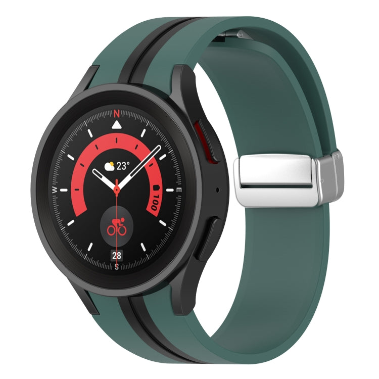 Bracelet de montre en silicone à boucle argentée bicolore, For Samsung Galaxy Watch 5 Pro