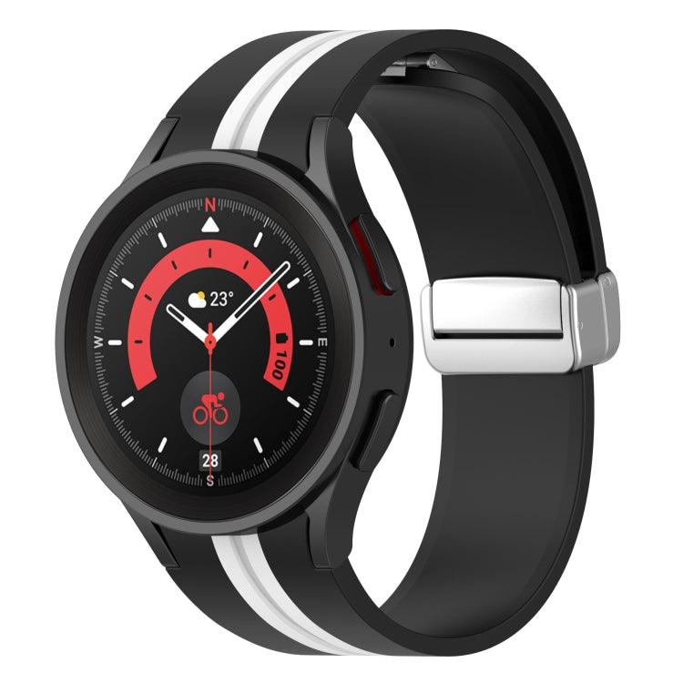 Bracelet de montre en silicone à boucle argentée bicolore, For Samsung Galaxy Watch 5 Pro