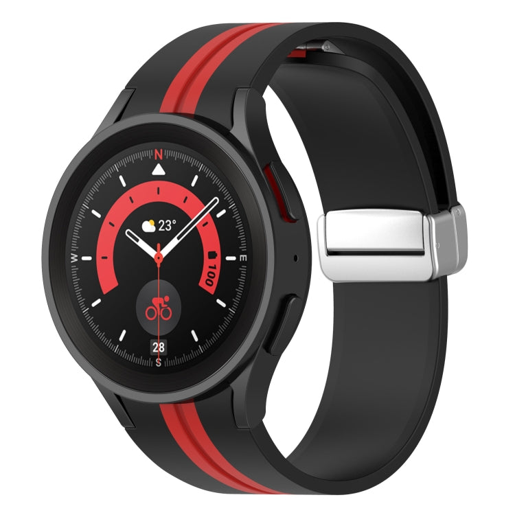 Bracelet de montre en silicone à boucle argentée bicolore, For Samsung Galaxy Watch 5 Pro
