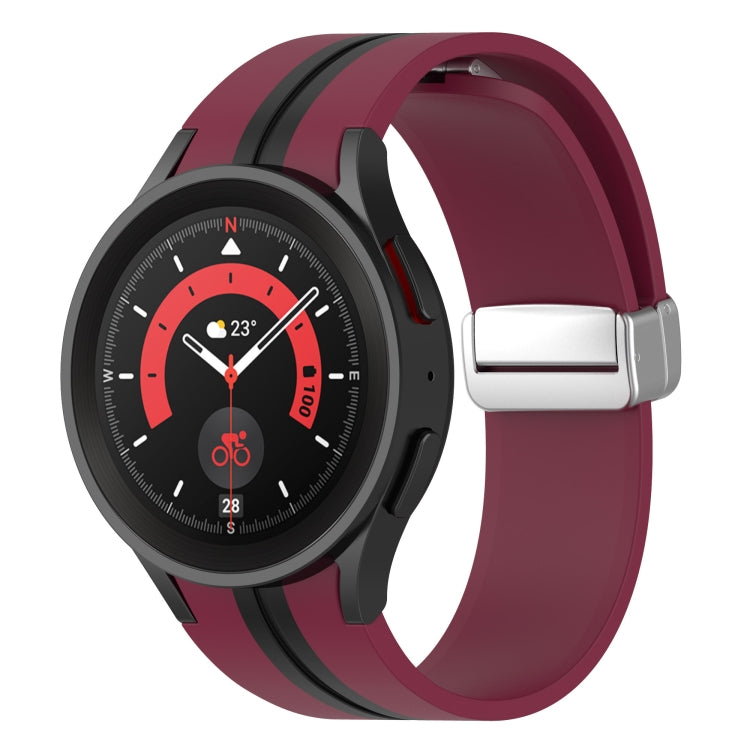 Bracelet de montre en silicone à boucle argentée bicolore, For Samsung Galaxy Watch 5 Pro