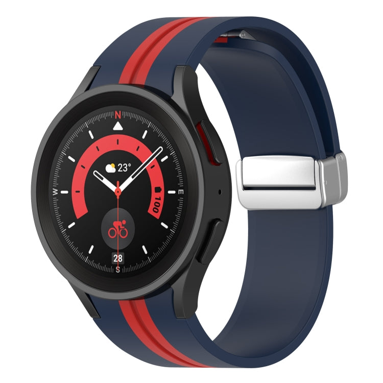 Bracelet de montre en silicone à boucle argentée bicolore, For Samsung Galaxy Watch 5 Pro