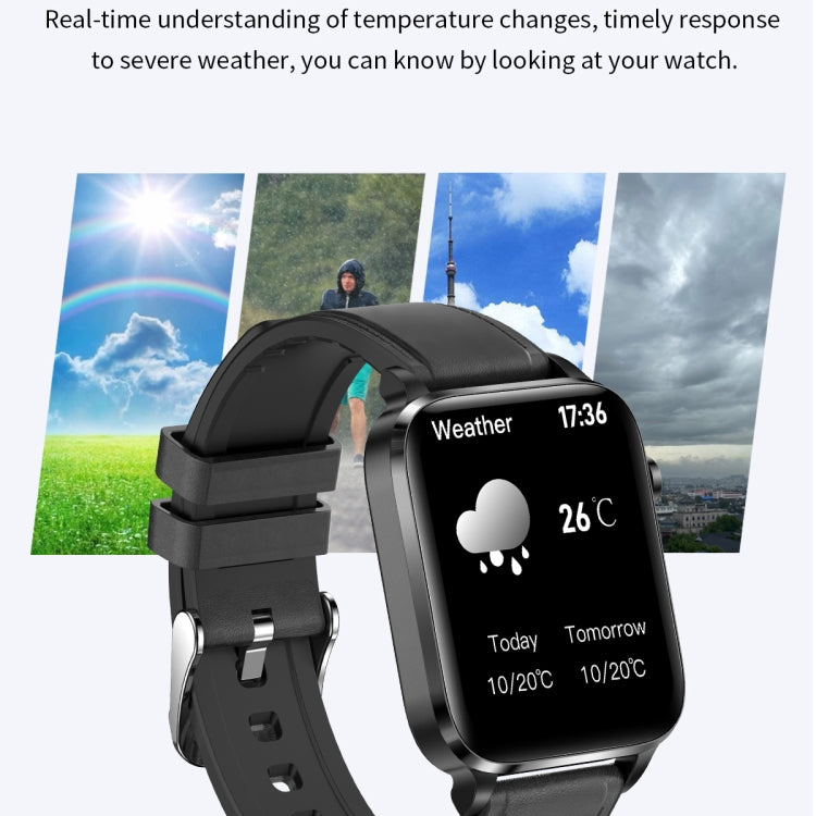 F100 1,7 pouces HD Square Screen TPU Strap Smart Watch Prend en charge la surveillance de la température corporelle / la surveillance de l'oxygène sanguin, TPU Strap(Black), TPU Strap(Red), TPU Strap(Blue)