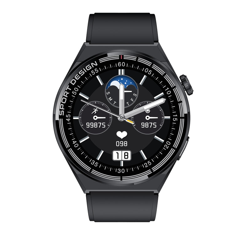 MD3MAX Porsche Ver 1,39 pouces écran rond bracelet en TPU montre intelligente prend en charge la surveillance de la fréquence cardiaque/surveillance de l'oxygène sanguin, TPU Strap
