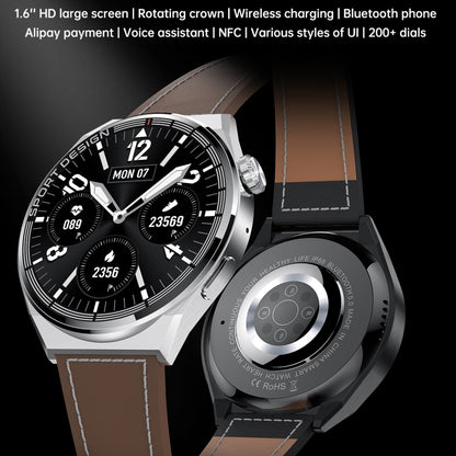 MD3MAX Porsche Ver 1,39 pouces écran rond bracelet en TPU montre intelligente prend en charge la surveillance de la fréquence cardiaque/surveillance de l'oxygène sanguin, TPU Strap