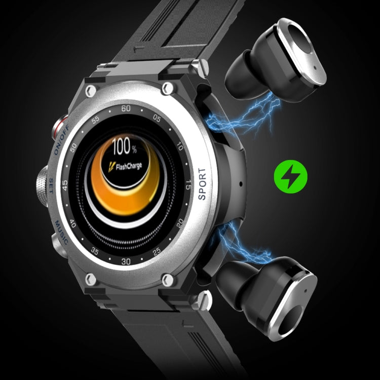 T92 1.28 pouces IPS écran tactile 2 en 1 casque Bluetooth montre intelligente, prise en charge de la surveillance de la fréquence cardiaque/musique Bluetooth