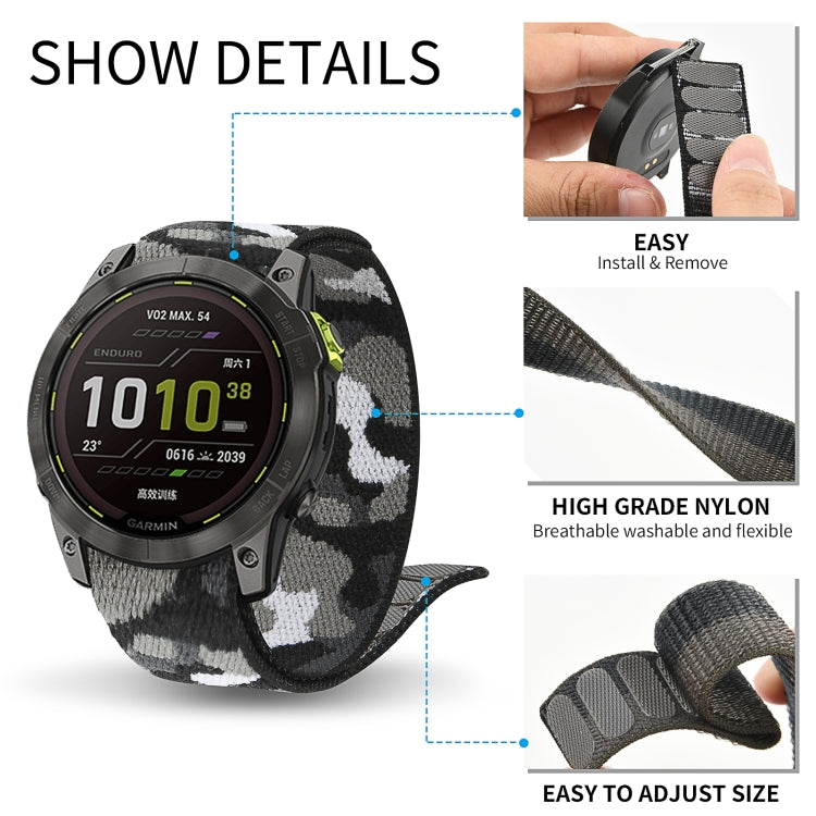 Bande de montre en nylon à fermeture auto-agrippante, For Garmin Fenix 7, For Garmin Fenix 7X