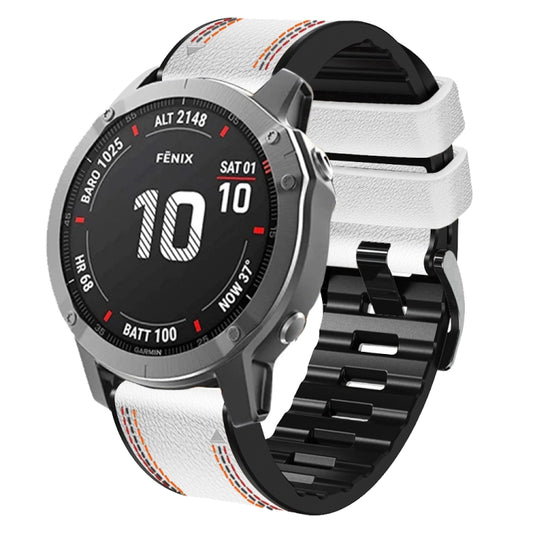 Bracelet de montre en cuir de silicone à coutures tricolores, For Garmin Fenix 7, For Garmin Fenix 7X