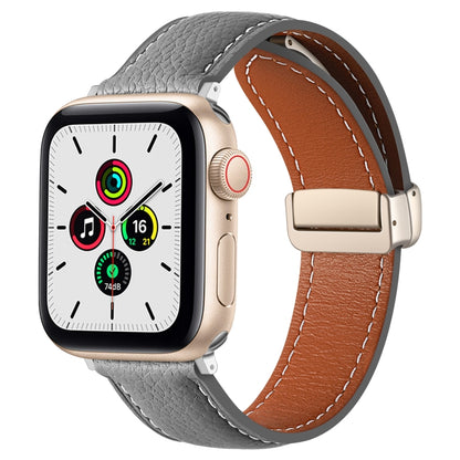 Bracelet de montre en cuir véritable à boucle déployante, For Apple Watch Ultra 49mm / Series 8&7 45mm / SE 2&6&SE&5&4 44mm / 3&2&1 42mm, For Apple Watch Series 8&7 41mm / SE 2&6&SE&5&4 40mm / 3&2&1 38mm