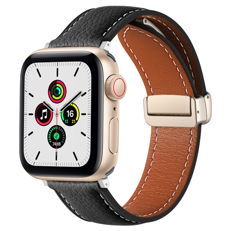 Bracelet de montre en cuir véritable à boucle déployante, For Apple Watch Ultra 49mm / Series 8&7 45mm / SE 2&6&SE&5&4 44mm / 3&2&1 42mm, For Apple Watch Series 8&7 41mm / SE 2&6&SE&5&4 40mm / 3&2&1 38mm