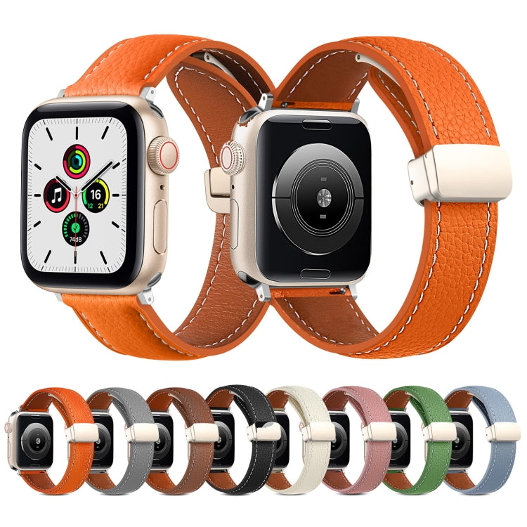 Bracelet de montre en cuir véritable à boucle déployante, For Apple Watch Ultra 49mm / Series 8&7 45mm / SE 2&6&SE&5&4 44mm / 3&2&1 42mm, For Apple Watch Series 8&7 41mm / SE 2&6&SE&5&4 40mm / 3&2&1 38mm