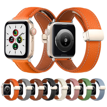 Bracelet de montre en cuir véritable à boucle déployante, For Apple Watch Ultra 49mm / Series 8&7 45mm / SE 2&6&SE&5&4 44mm / 3&2&1 42mm, For Apple Watch Series 8&7 41mm / SE 2&6&SE&5&4 40mm / 3&2&1 38mm