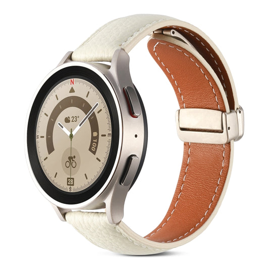 Bracelet de montre en cuir véritable à boucle déployante, For Samsung Galaxy Watch 5