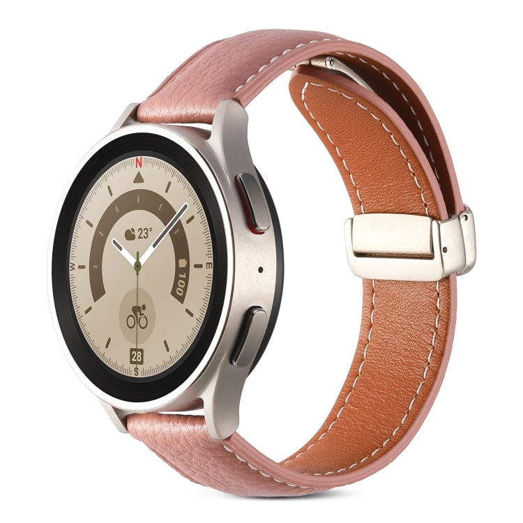 Bracelet de montre en cuir véritable à boucle déployante, For Samsung Galaxy Watch 5