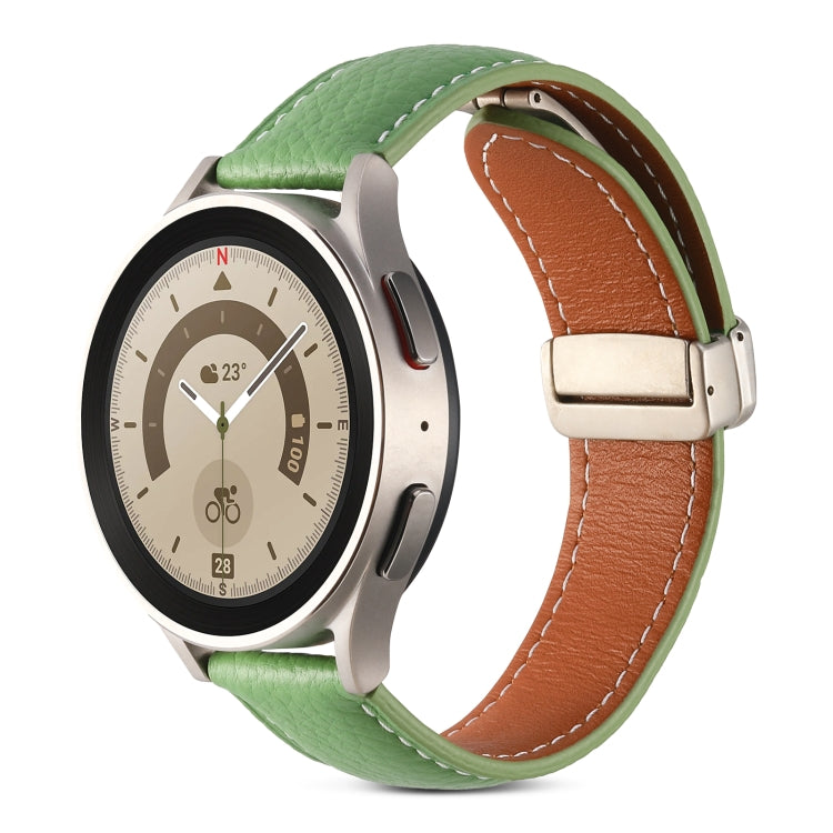 Bracelet de montre en cuir véritable à boucle déployante, For Samsung Galaxy Watch 5