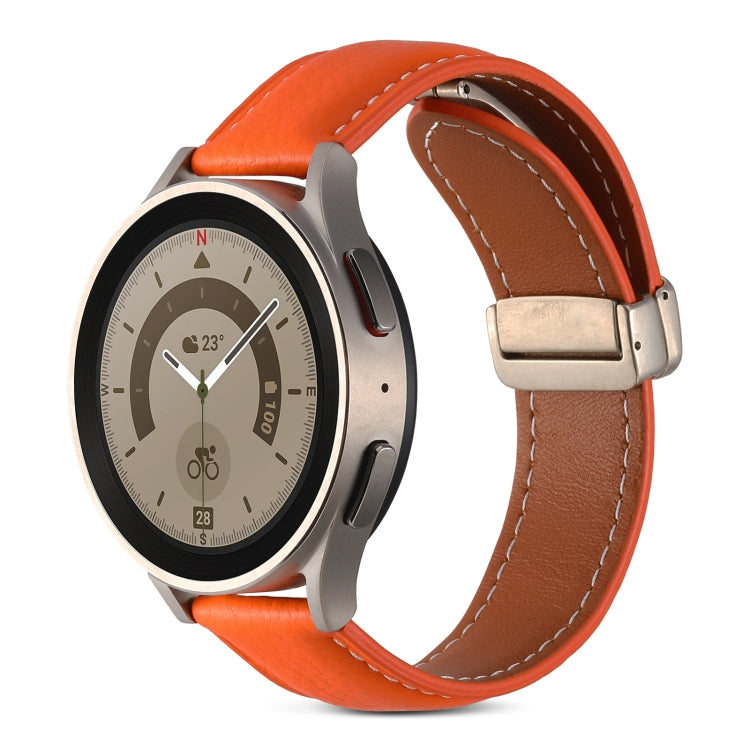 Bracelet de montre en cuir véritable à boucle déployante, For Samsung Galaxy Watch 5