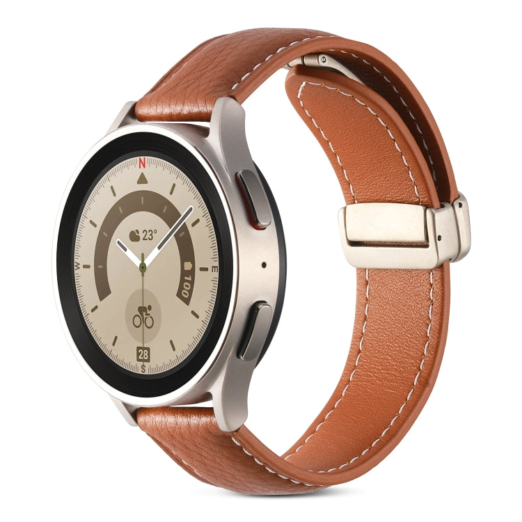 Bracelet de montre en cuir véritable à boucle déployante, For Samsung Galaxy Watch 5