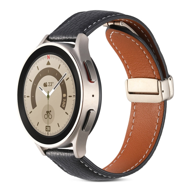 Bracelet de montre en cuir véritable à boucle déployante, For Samsung Galaxy Watch 5