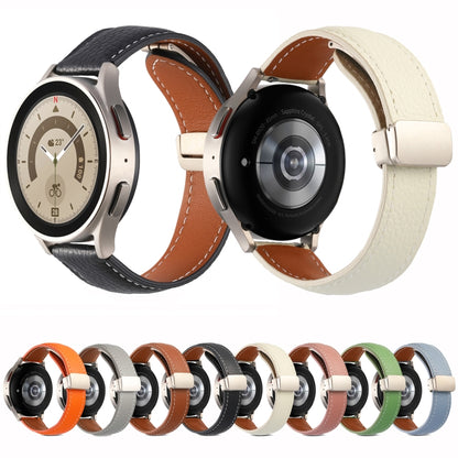 Bracelet de montre en cuir véritable à boucle déployante, For Samsung Galaxy Watch 5