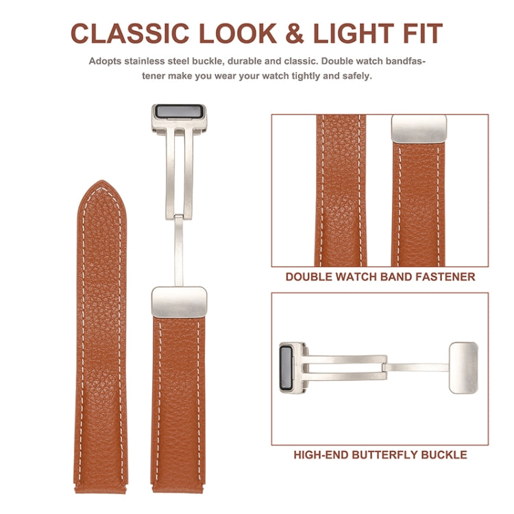 Bracelet de montre en cuir véritable à boucle déployante, For Samsung Galaxy Watch 5