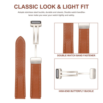 Bracelet de montre en cuir véritable à boucle déployante, For Samsung Galaxy Watch 5